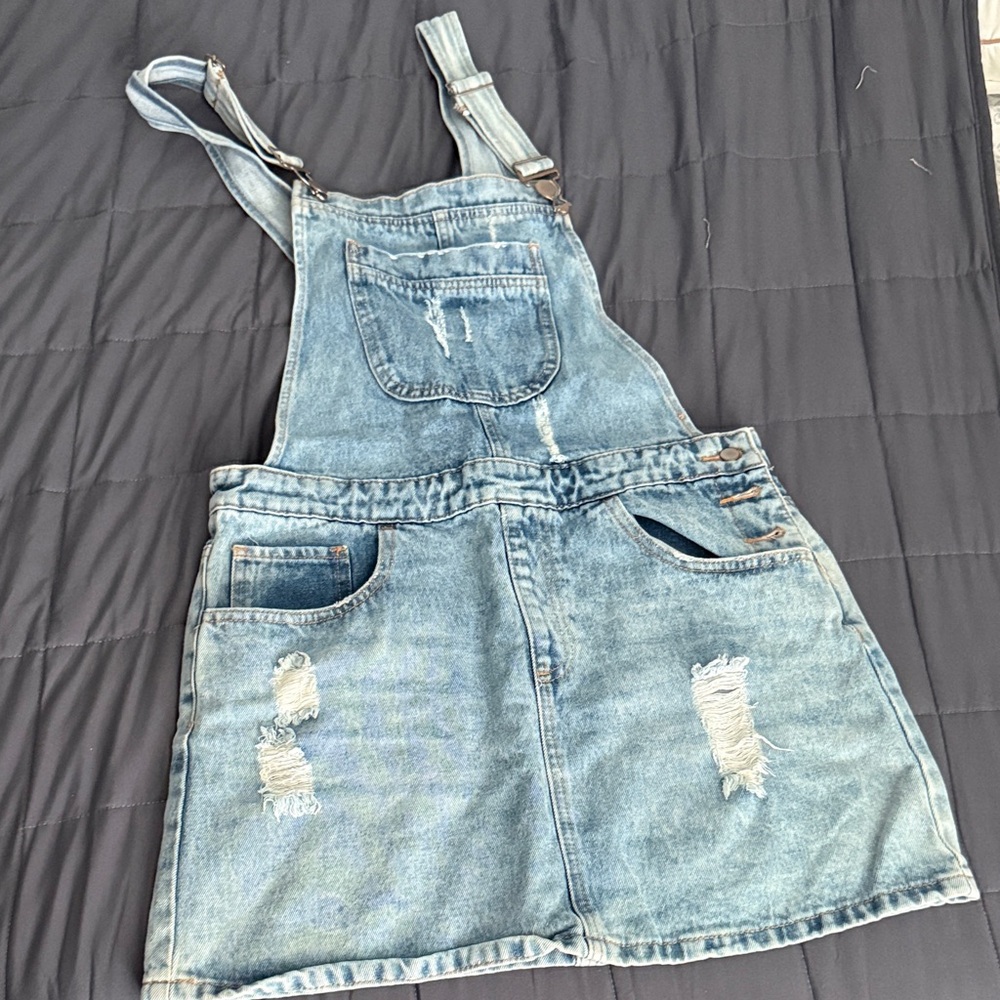Forever 21 Blue Denim Overall Dress